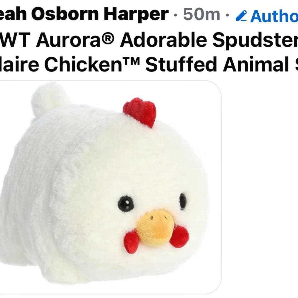 Aurora Adorable Spudster Claire Chicken Stuffed Animal
